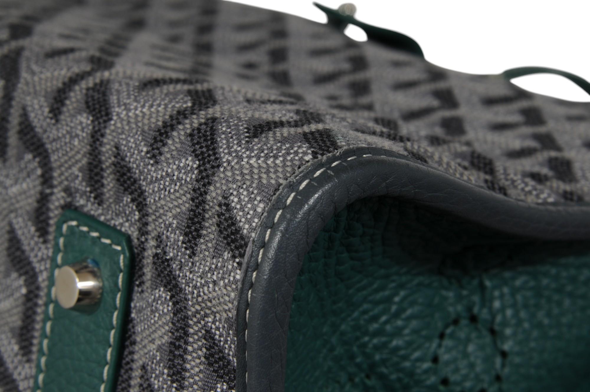 Goyard Hardy PM Tote Bag Limited Edition 11/24 Grau Segeltuch Grün Leder Reisen im Angebot 10