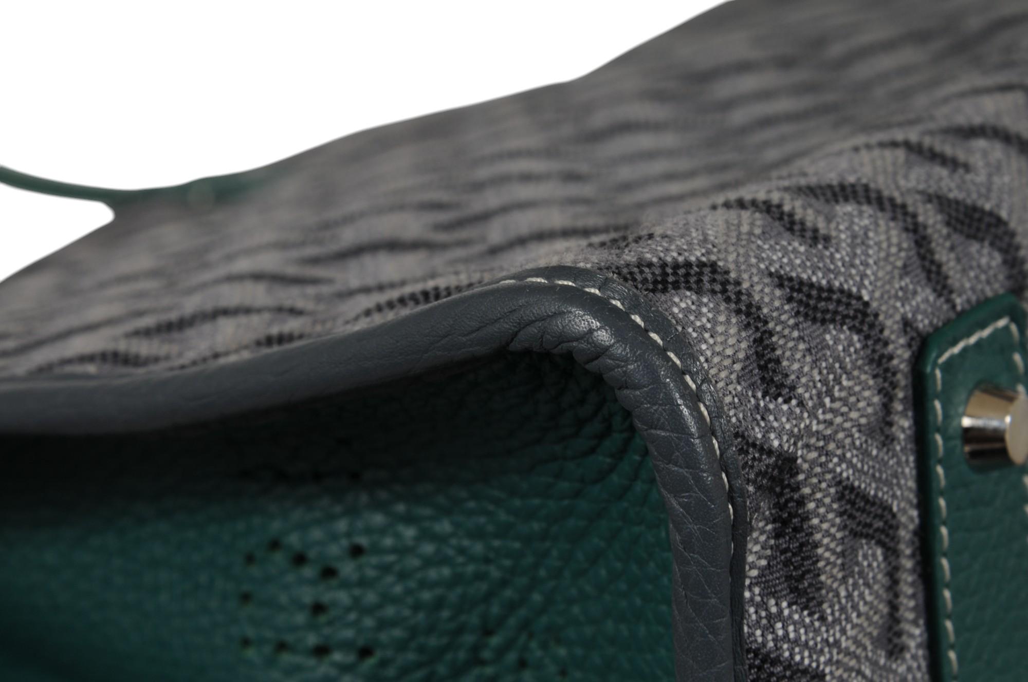 Goyard Hardy PM Tote Bag Limited Edition 11/24 Grau Segeltuch Grün Leder Reisen im Angebot 11