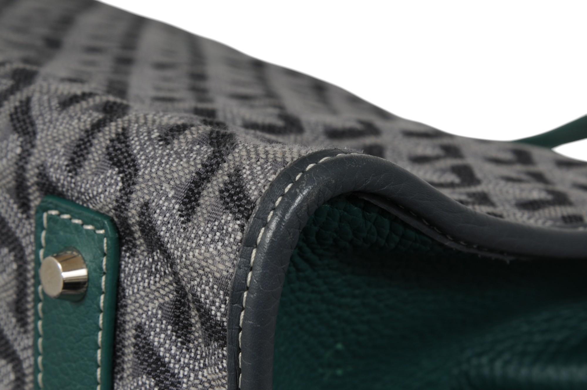 Goyard Hardy PM Tote Bag Limited Edition 11/24 Grau Segeltuch Grün Leder Reisen im Angebot 12