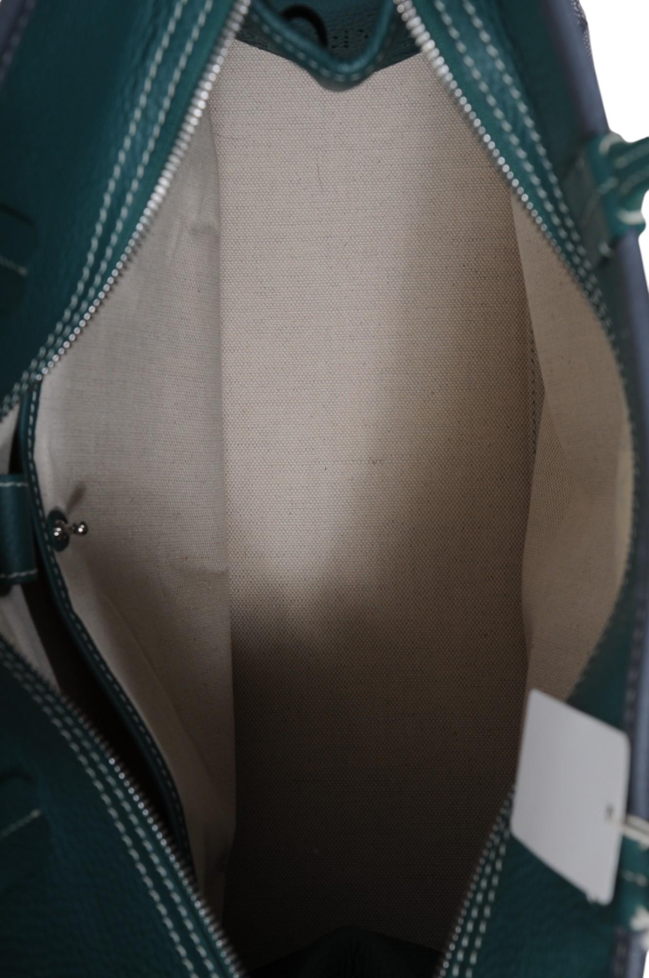 Goyard Hardy PM Tote Bag Limited Edition 11/24 Grau Segeltuch Grün Leder Reisen im Angebot 14