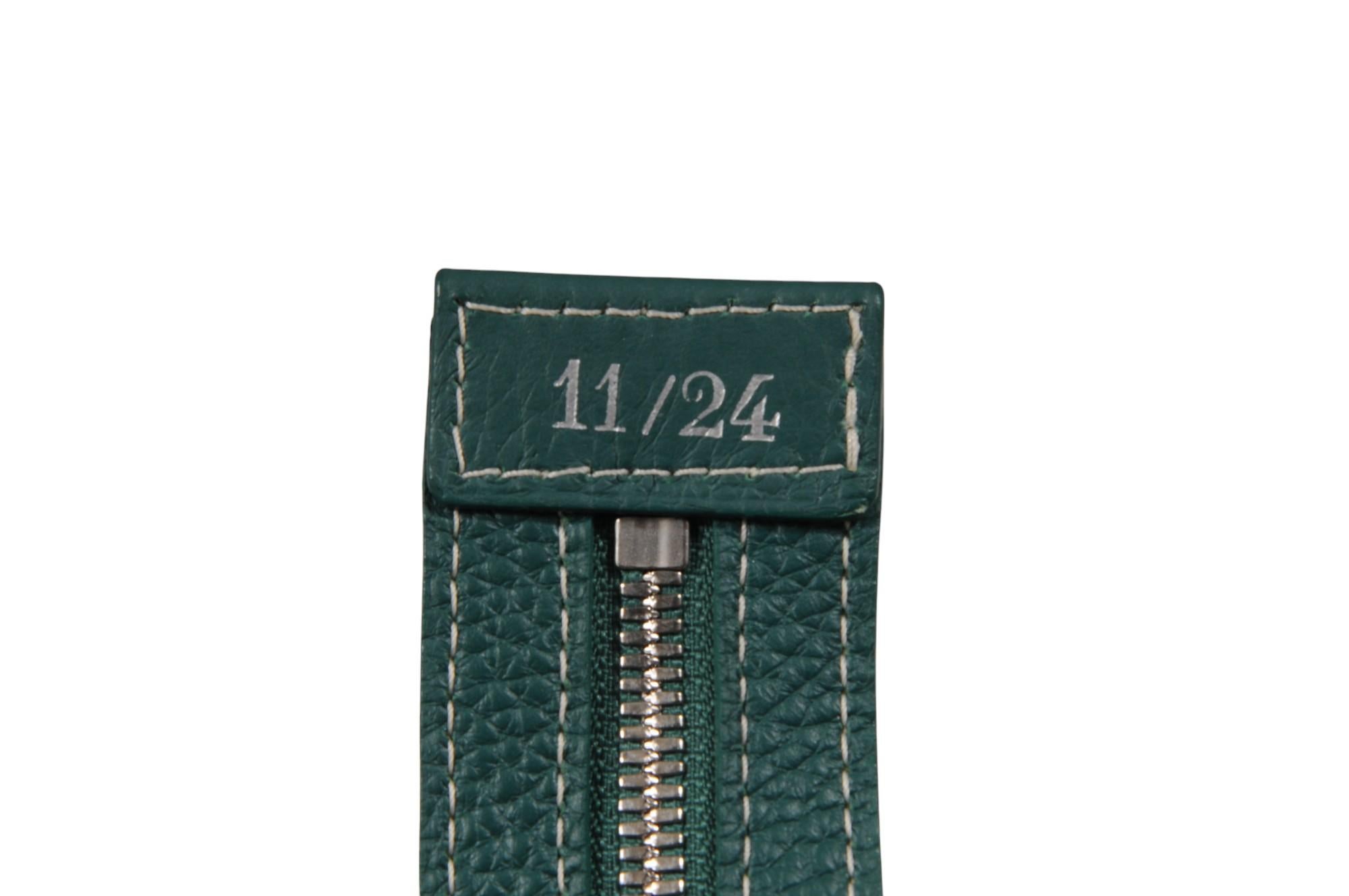 Goyard Hardy PM Tote Bag Limited Edition 11/24 Grau Segeltuch Grün Leder Reisen im Angebot 16