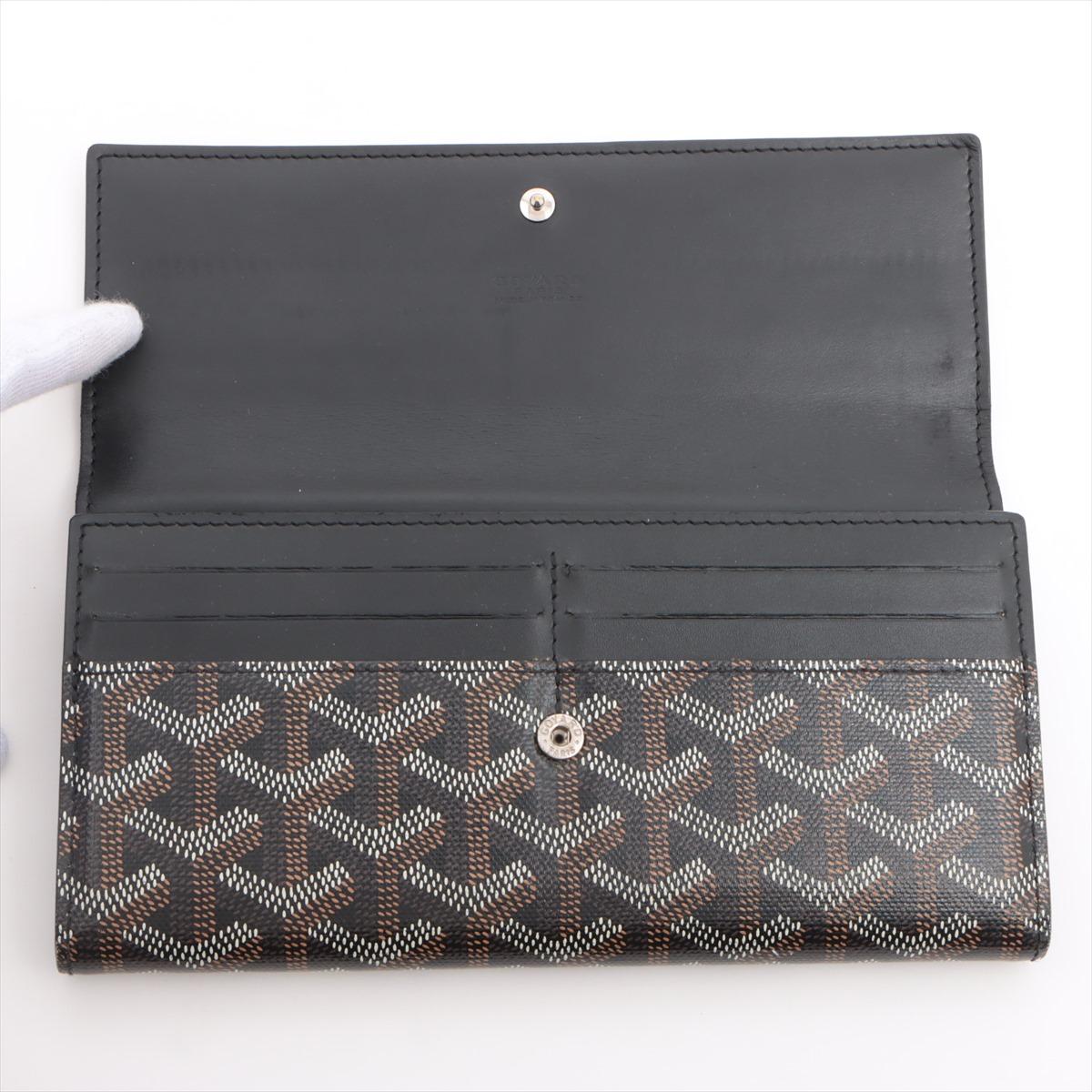 Women's Goyard Herringbone Long Wallet Black × Brown For Sale