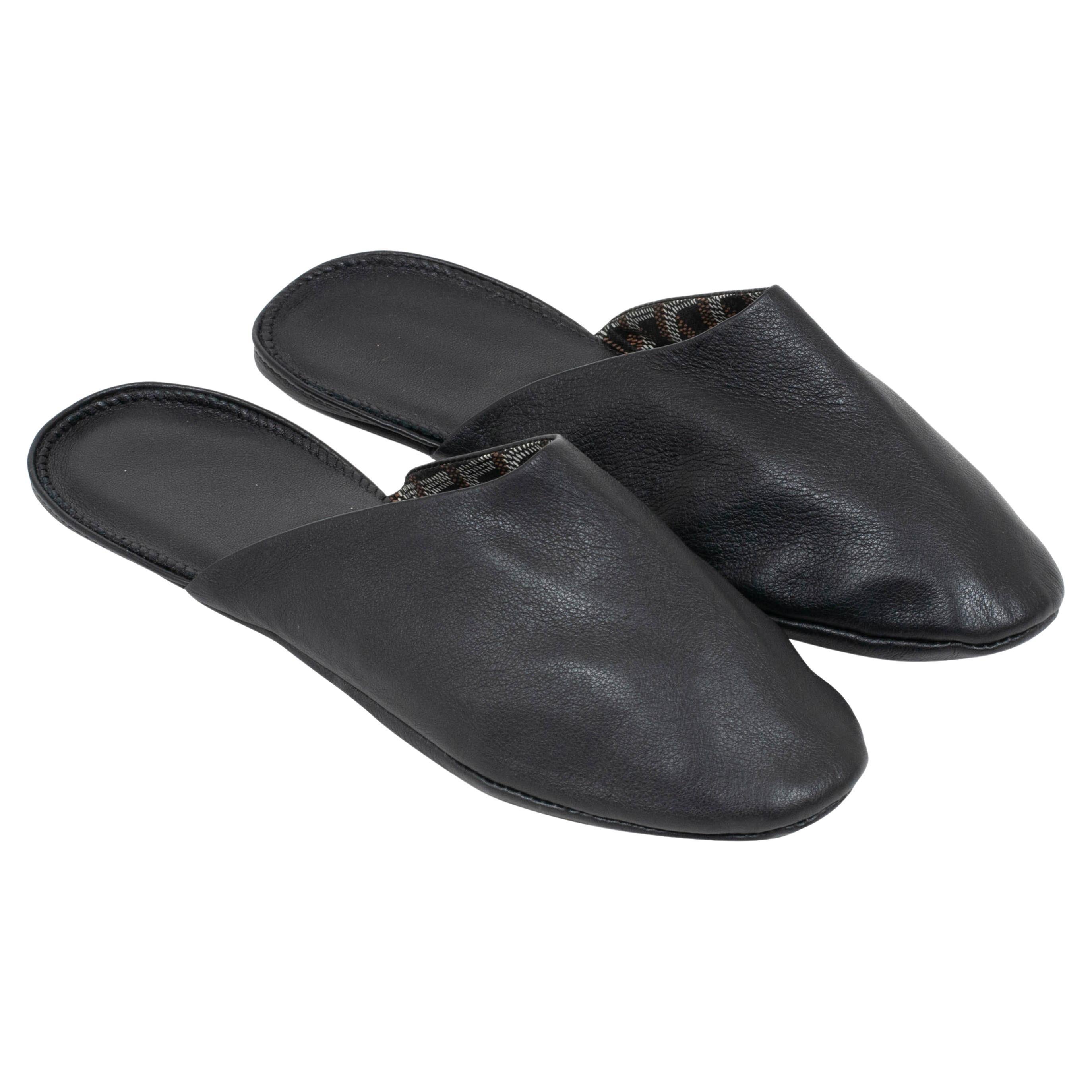 Goyard House Slippers Size US7 Small Black Leather Monogram Loafer Shoes For Sale