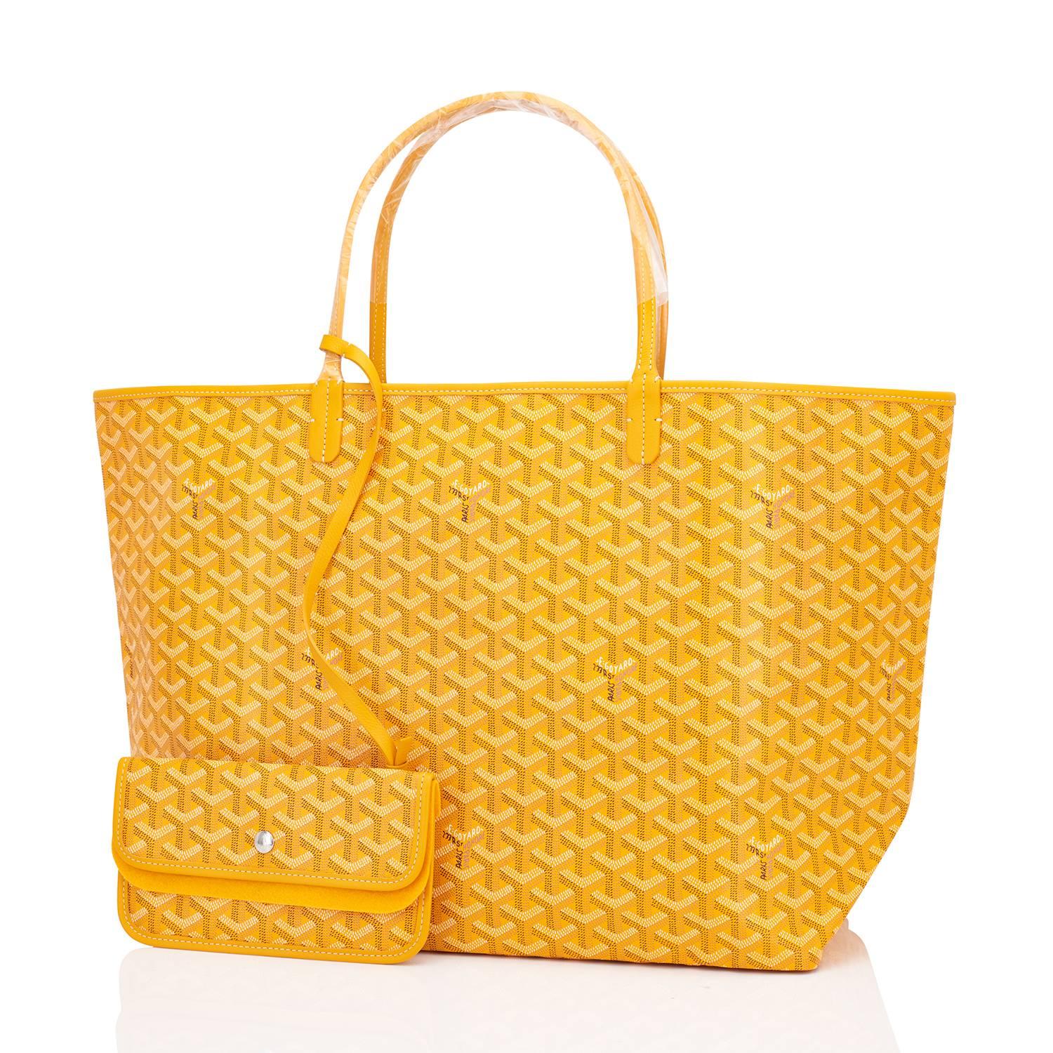 Goyard Jaune Yellow St Louis GM Chevron Tote Bag Celeb Fave 
Brand New in Box. Store Fresh. Pristine Condition (with plastic on handles) 
Perfect gift! Comes with yellow Goyard sleeper and inner organizational pochette. 
This is the famous Goyard