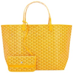 Used Goyard Jaune Yellow St Louis GM Chevron Tote Bag NEW Gift
