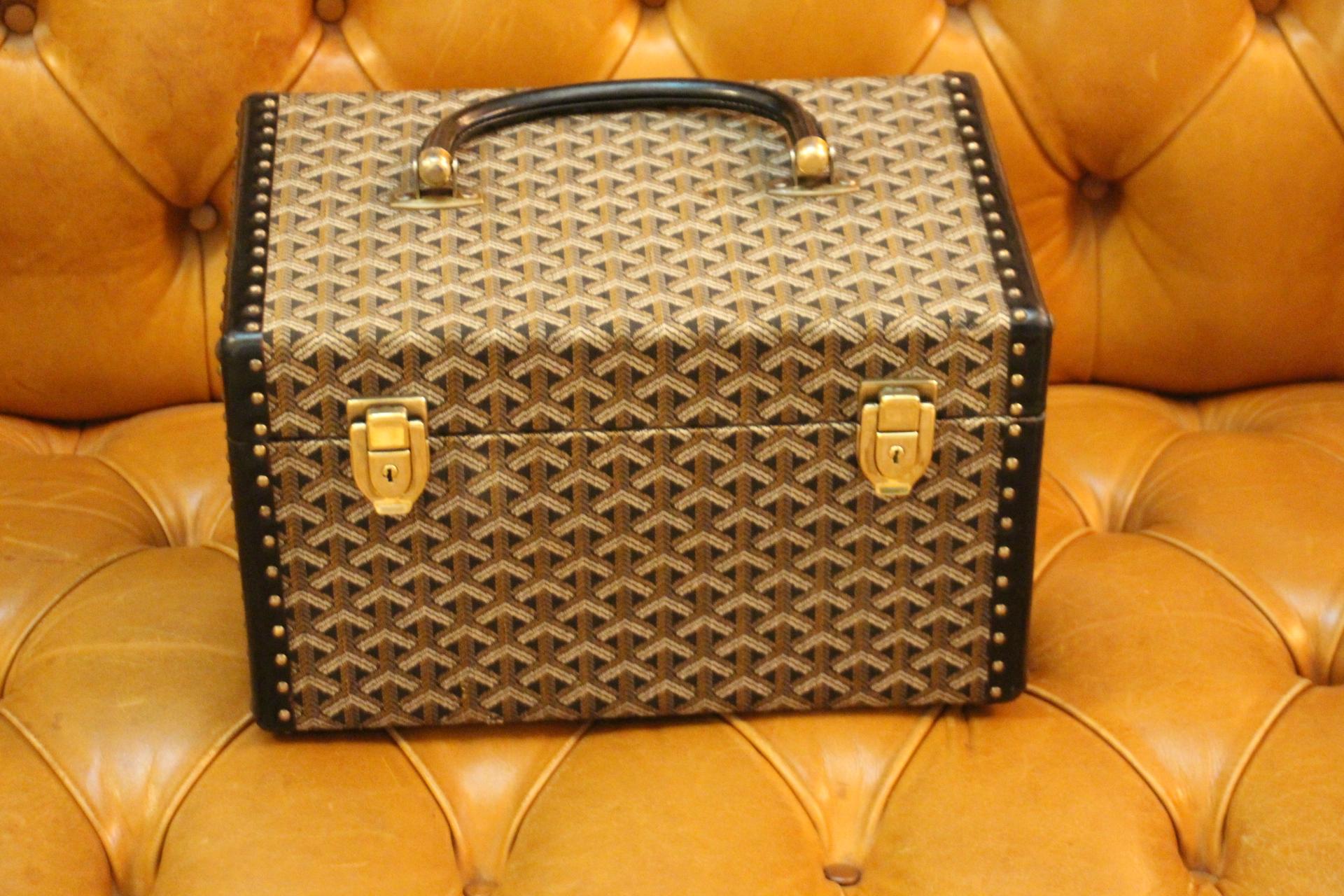 Brown Goyard Jewelry Case, Goyard Trunk, Goyard Train Case, Goyard Beauty Case