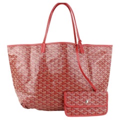 Vintage Goyard Large Red Chevron St Louis GM Tote Bag with Pouch 922gy88