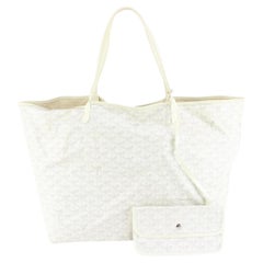 Goyard Large White Chevron St Louis GM Tote with Pouch  1GY1031a