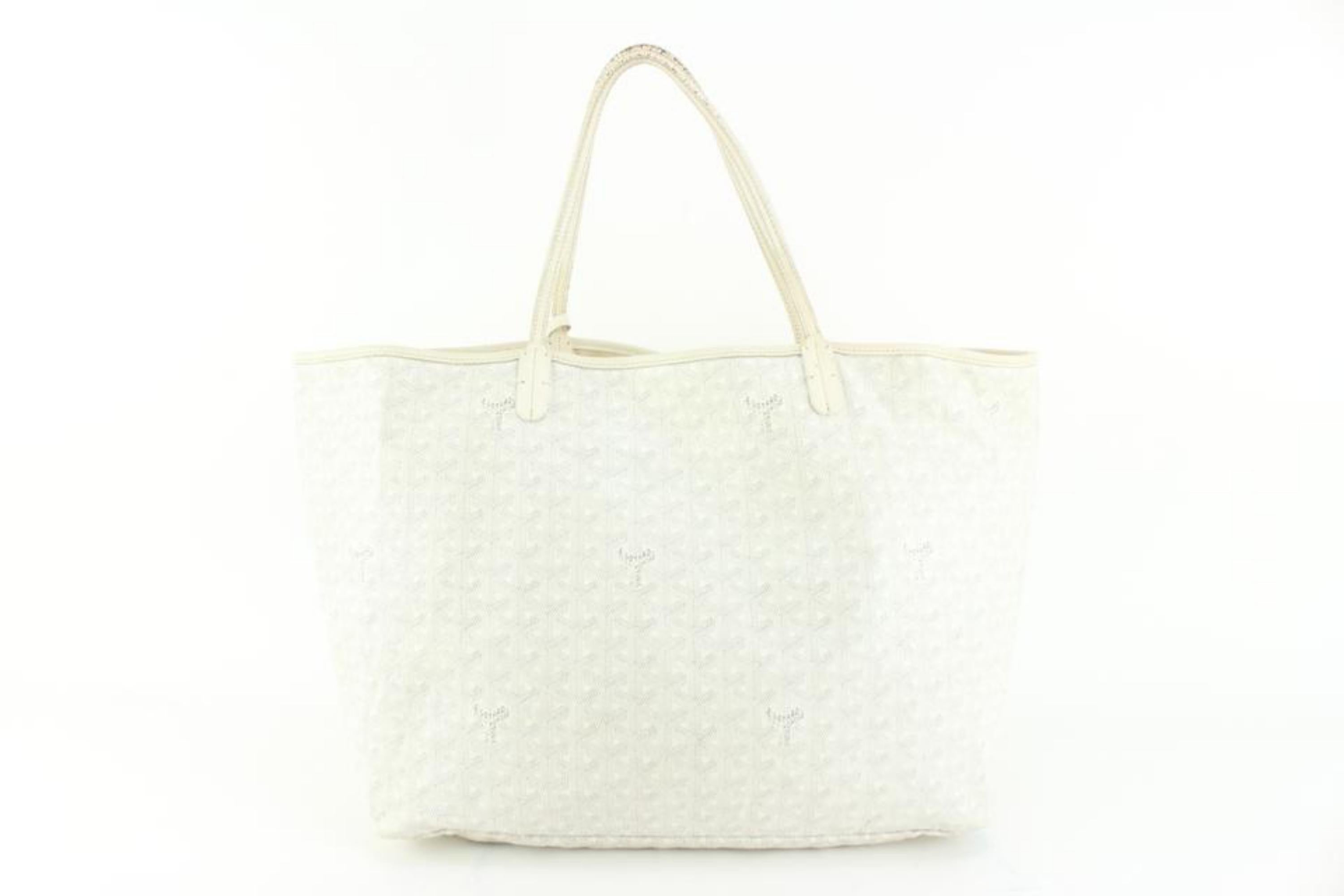 Goyard Large White Chevron St Louis GM Tote with Pouch 99gy516s For Sale 3