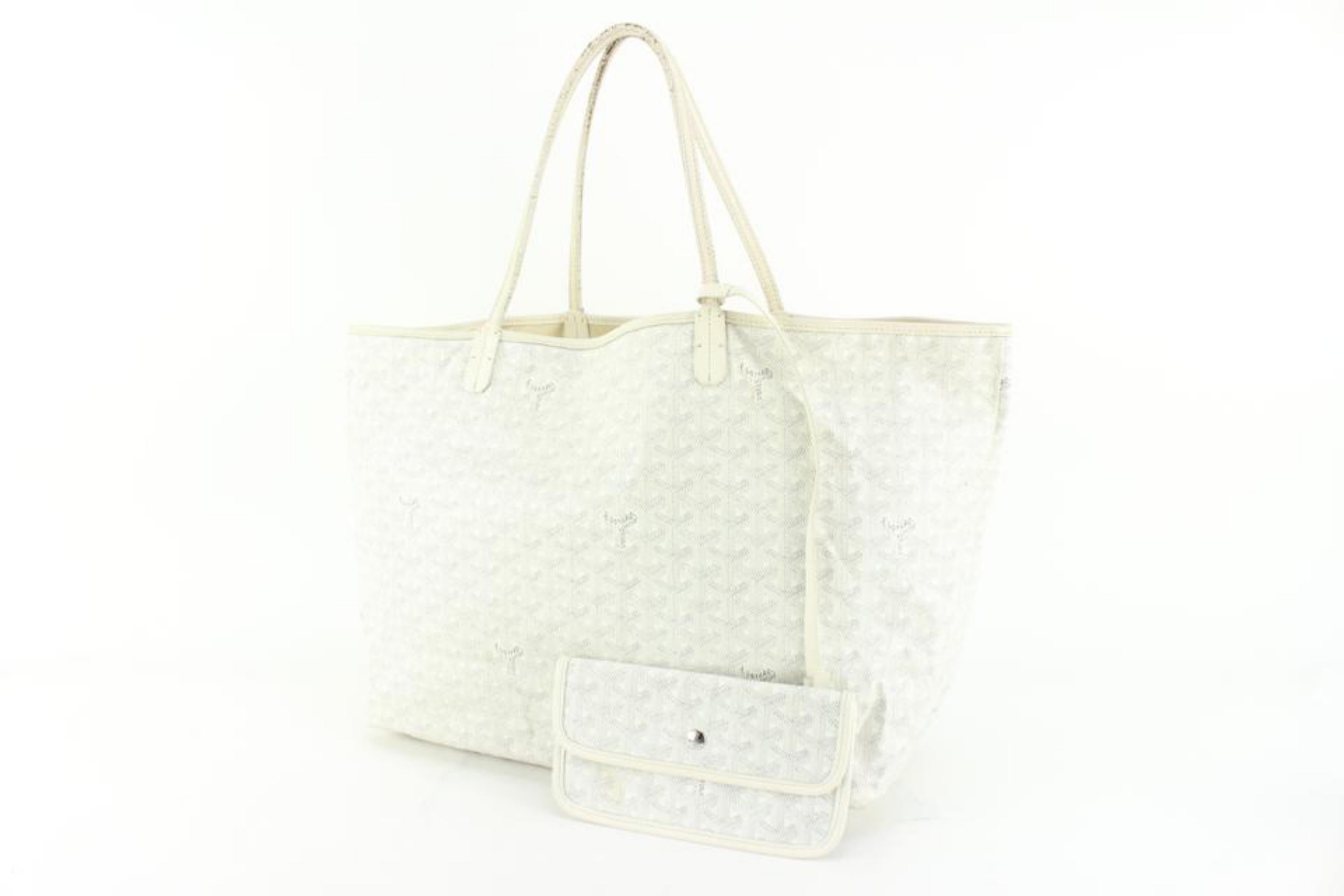 Goyard Large White Chevron St Louis GM Tote with Pouch 99gy516s For Sale 5