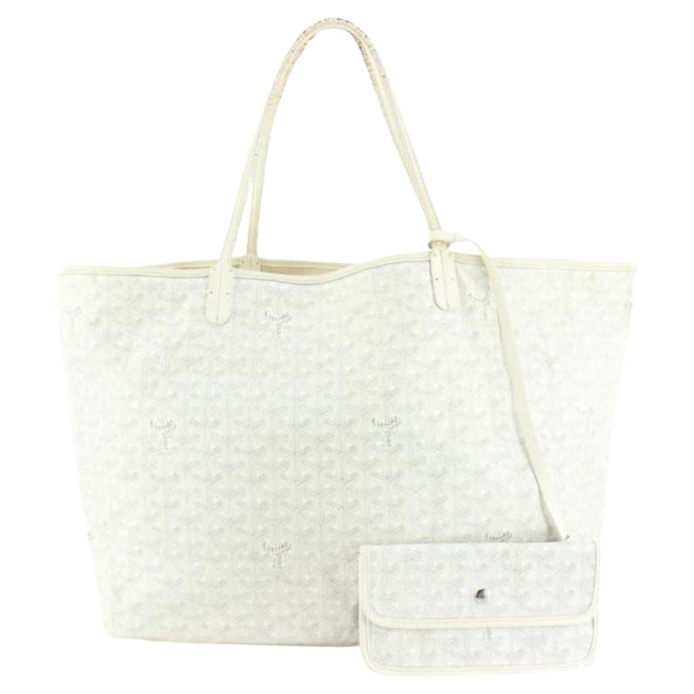 Goyard Large White Chevron St Louis GM Tote with Pouch 99gy516s