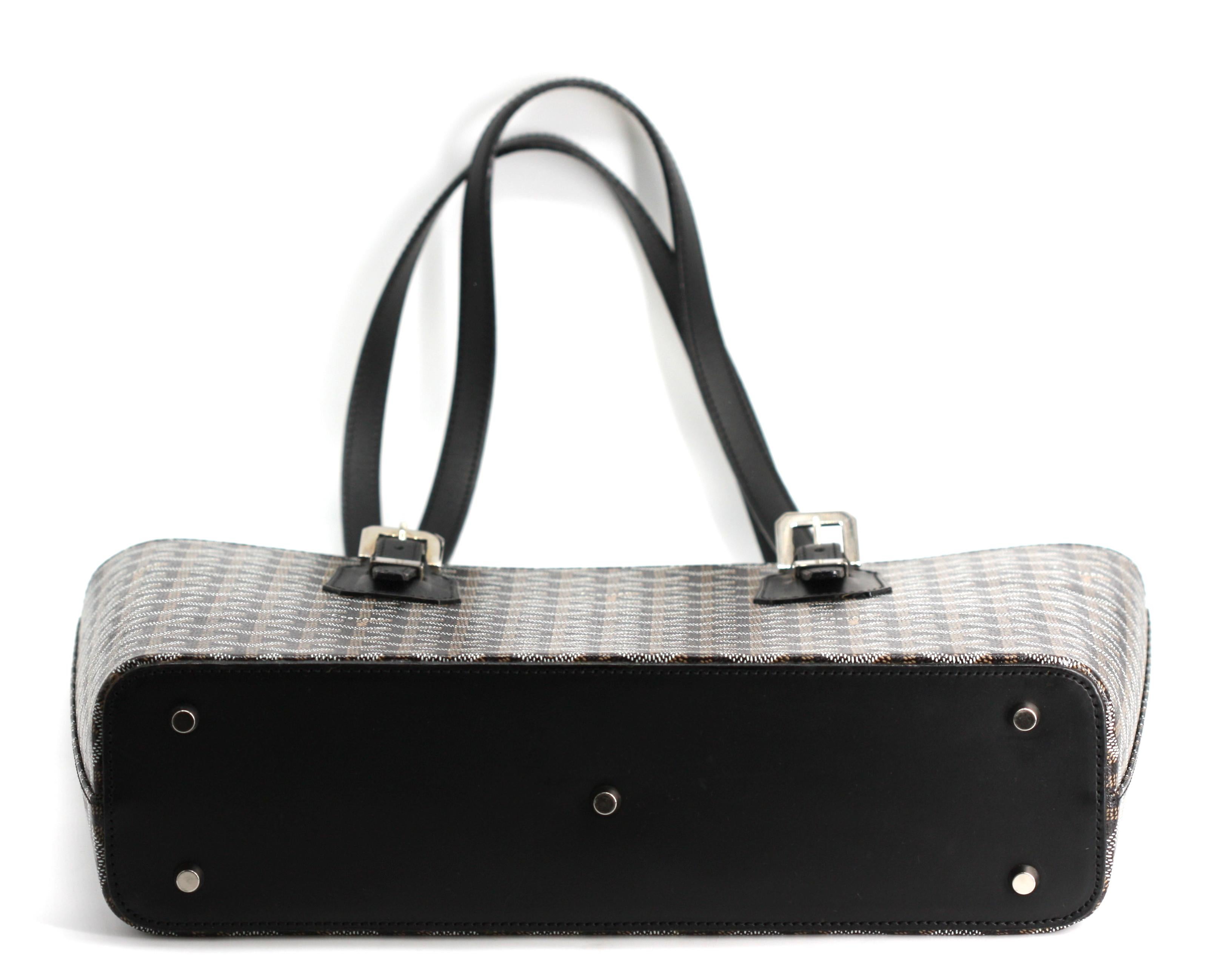 Black Goyard Leather and Canvas Shoulder, New For Sale
