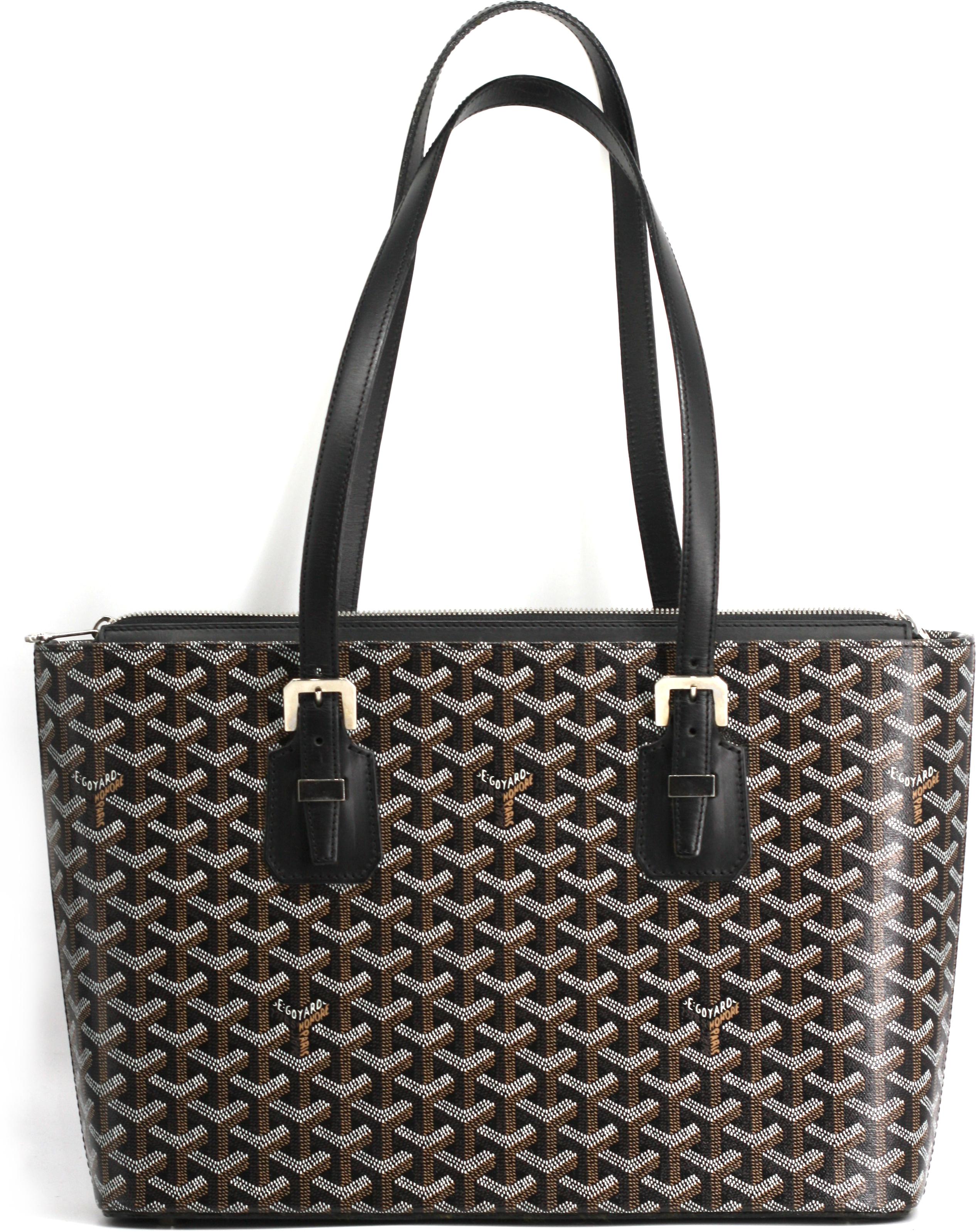 Goyard Leather and Canvas Shoulder, New In Good Condition For Sale In West Palm Beach, FL
