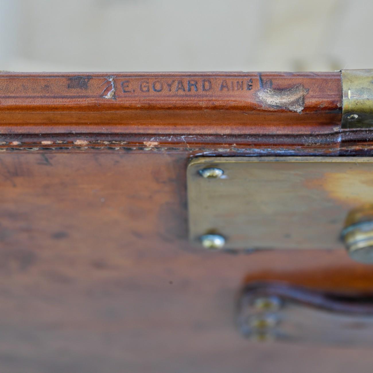 Goyard Leather Steamer Trunk, circa 1910 For Sale 2