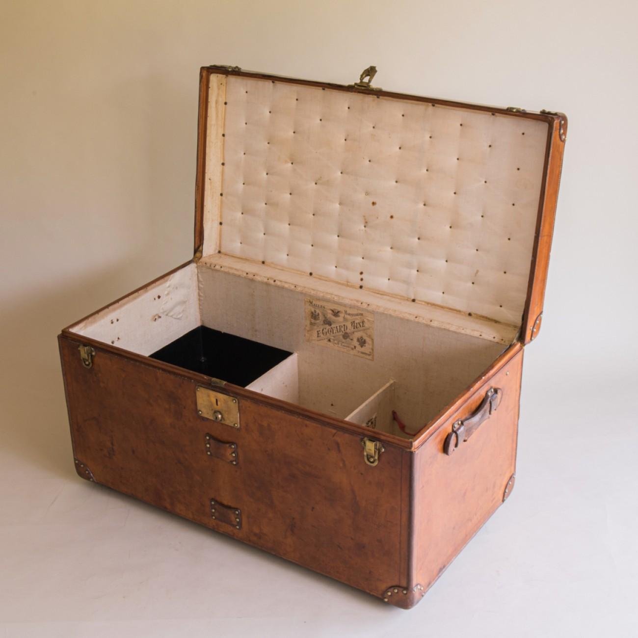 Goyard Leather Steamer Trunk, circa 1910 In Good Condition For Sale In London, GB