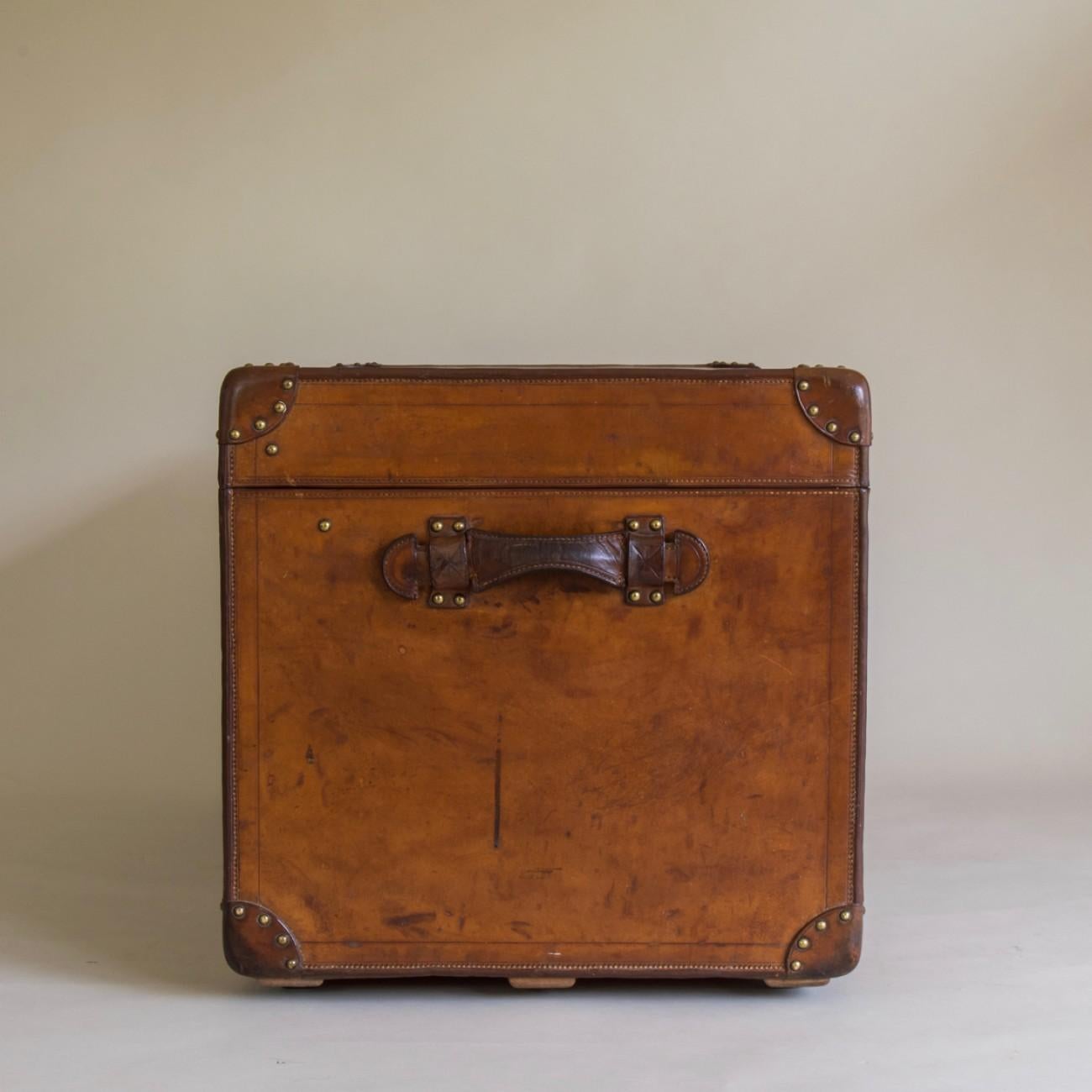 Goyard Leather Steamer Trunk, circa 1910 In Good Condition For Sale In London, GB