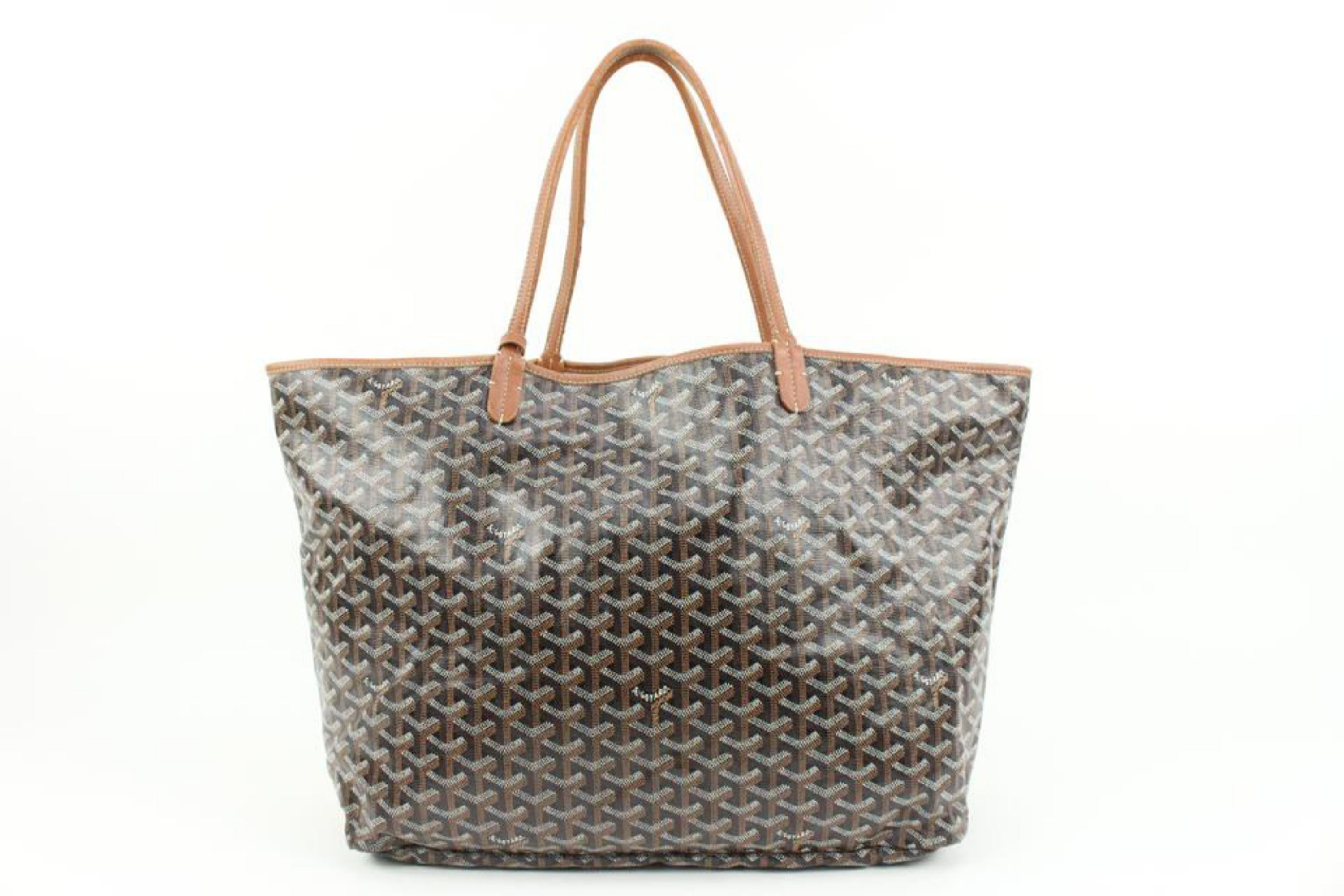 Goyard Limited Black Brown Chevron St Louis GM Tote with Pouch 2GY91a In Good Condition In Dix hills, NY