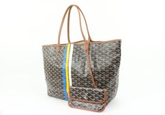 Goyard Limited Black Brown Chevron St Louis PM Tote with Pouch 97gy33s