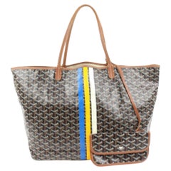 Goyard Limited Black Brown Chevron St Louis PM Tote with Pouch 97gy33s