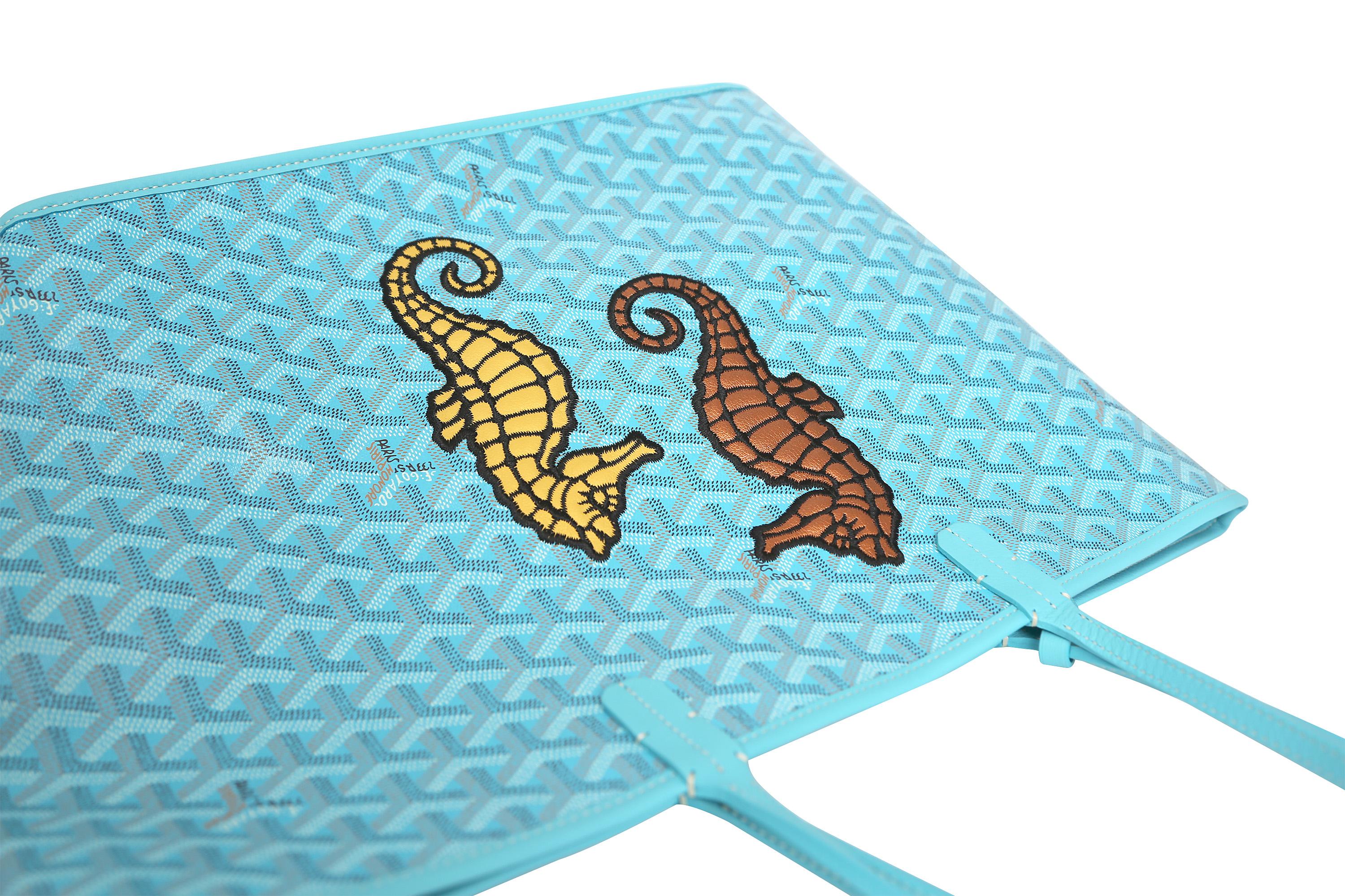 Goyard Limited Edition Turquoise St Louise Seahorses In New Condition In London, GB