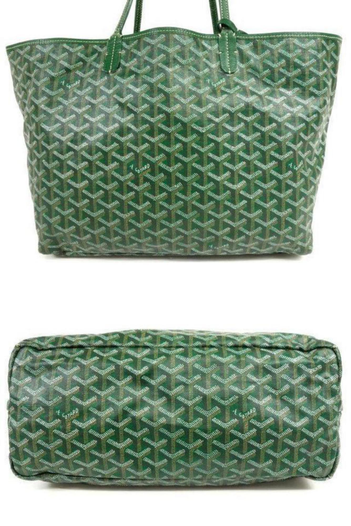 Goyard Limited Stars Chevron Goyardine St Louis with Pouch 233084 Green Tote In Good Condition For Sale In Forest Hills, NY