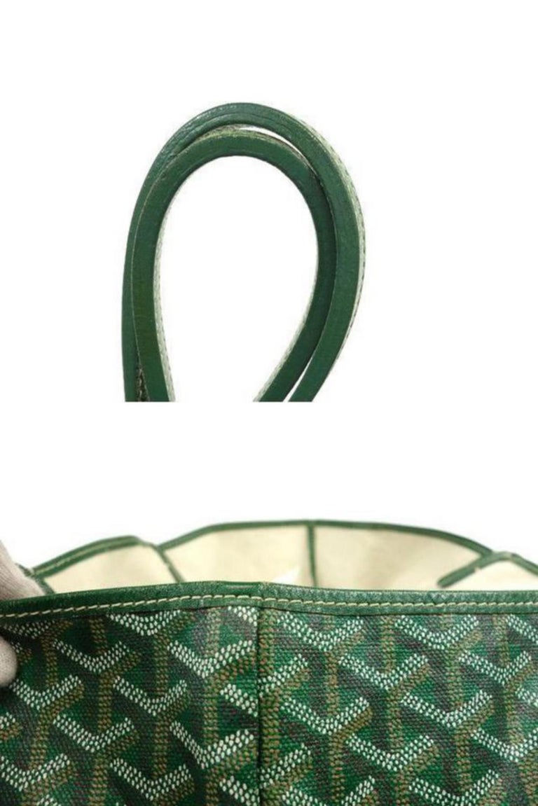 Goyard Chevron Goyardine St Louis with Pouch 231311 Green Coated Canvas  Tote at 1stDibs