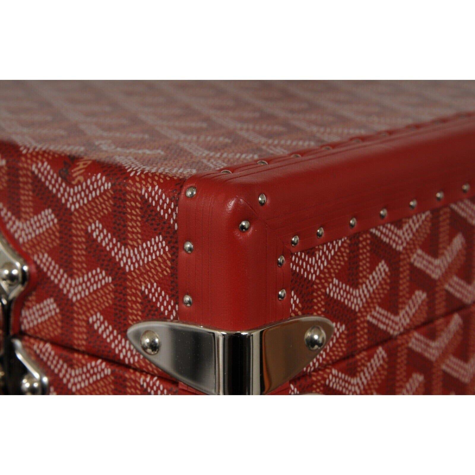 Goyard Manoir GM Red Briefcase Travel Computer Trunk Bag Luggage Travel Carry On For Sale 14