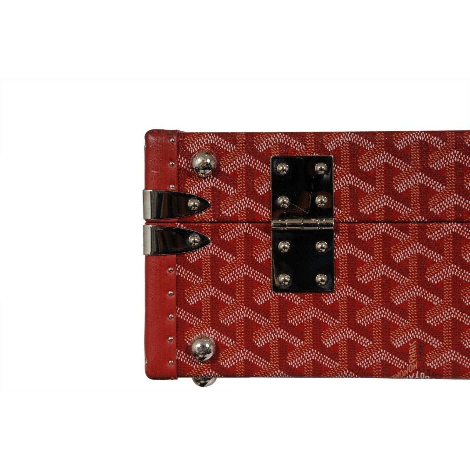 Goyard Manoir GM Red Briefcase Travel Computer Trunk Bag Luggage Travel Carry On In Good Condition For Sale In North Miami, FL
