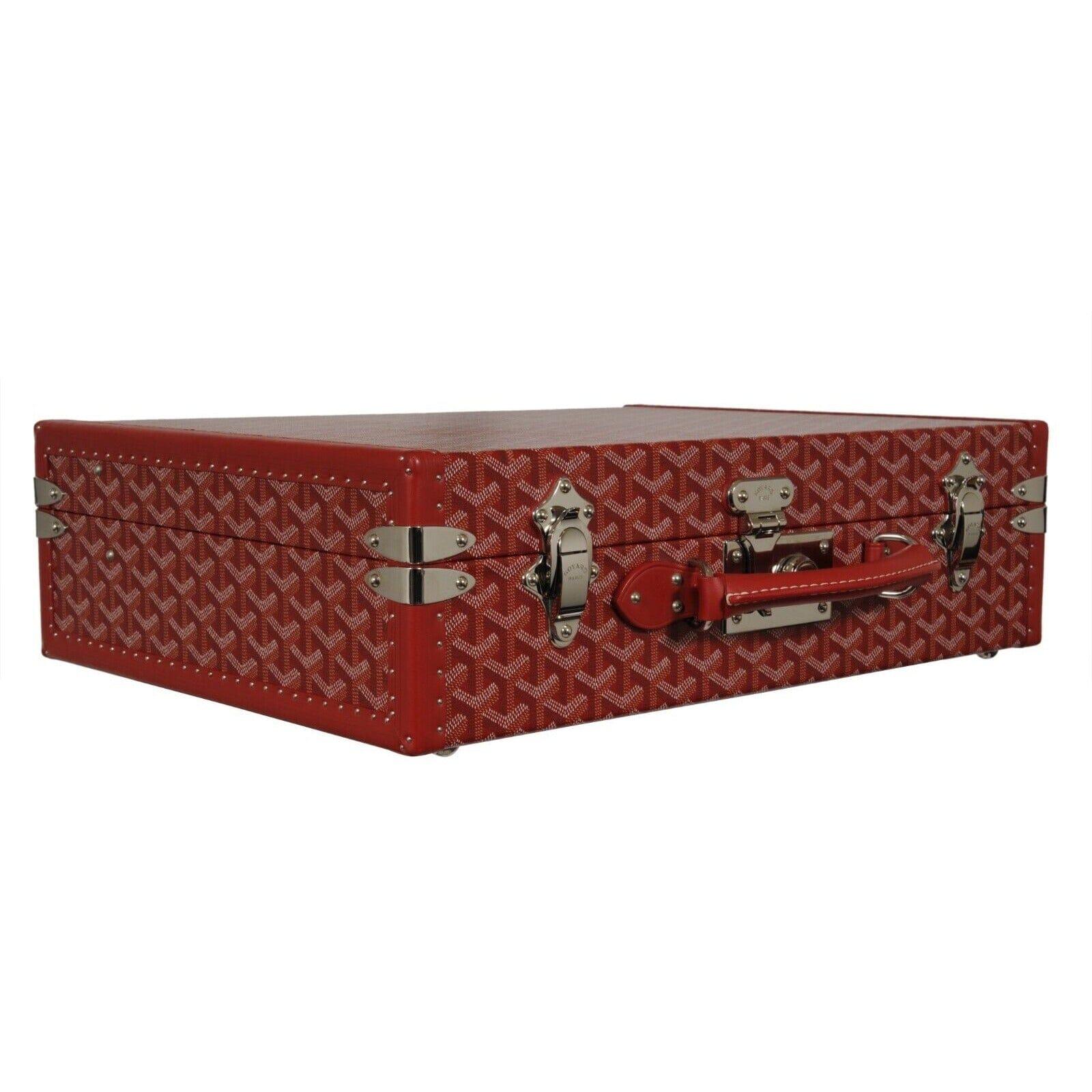 Goyard Manoir GM Red Briefcase Travel Computer Trunk Bag Luggage Travel Carry On For Sale 2