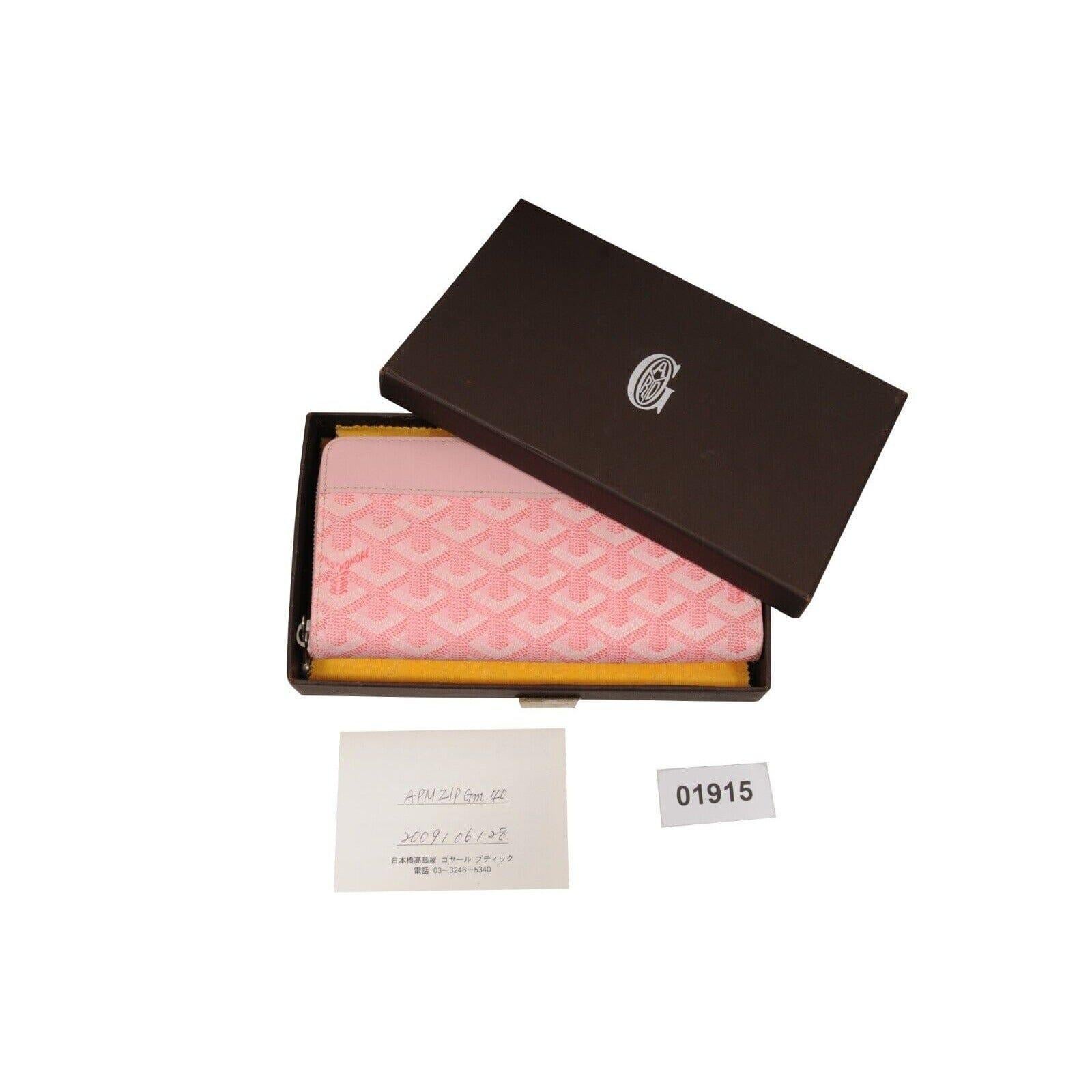 Goyard Matignon Portafoglio lungo con zip Rosa Portacarte da viaggio multitasche Tote Purse in vendita 3