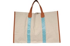 Goyard Mediterrane St. Tropez Reversible Tote Toile Canvas Turquoise Chevron Bag