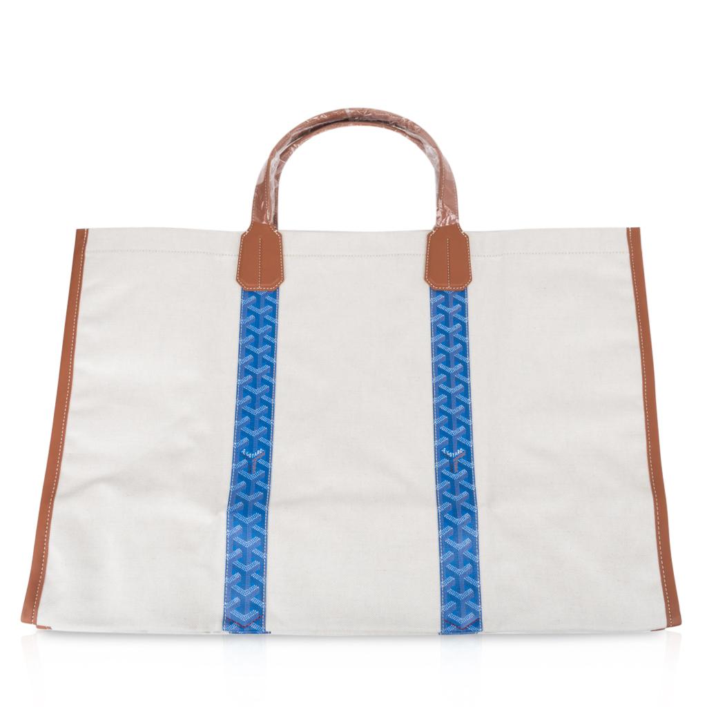 Goyard Mediterranee St. Tropez Reversible Tote Toile Canvas Chevron Blue 3