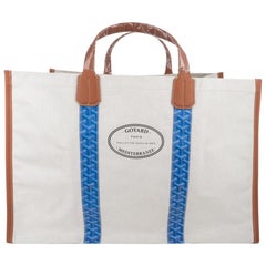 Goyard Mediterranee St. Tropez Reversible Tote Toile Canvas Chevron Blue