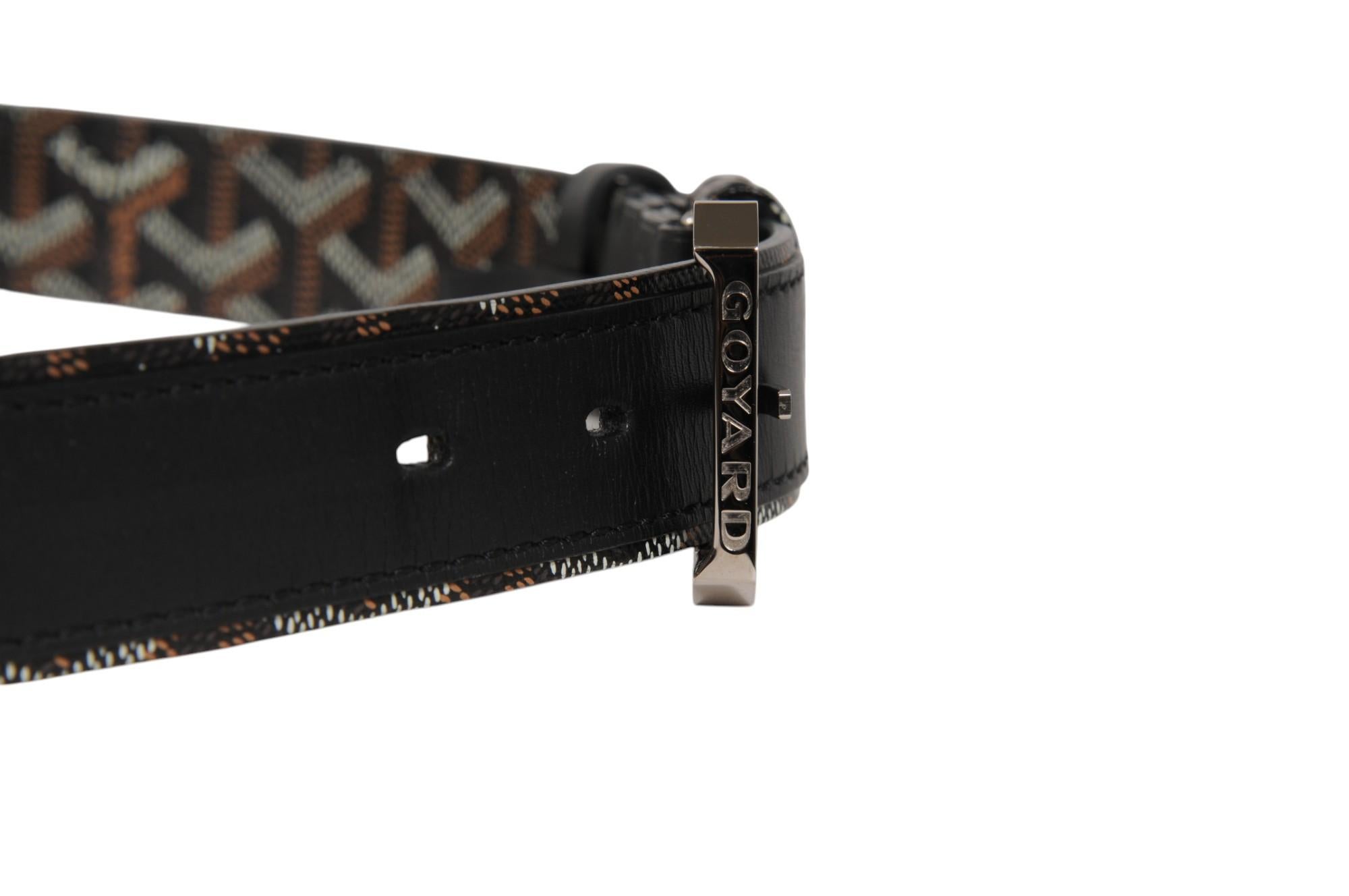 Goyard Herren Fregate Gürtel Größe 95 332 32 33 Schwarz Goyardine Canvas Leder 5-Loch im Angebot 1