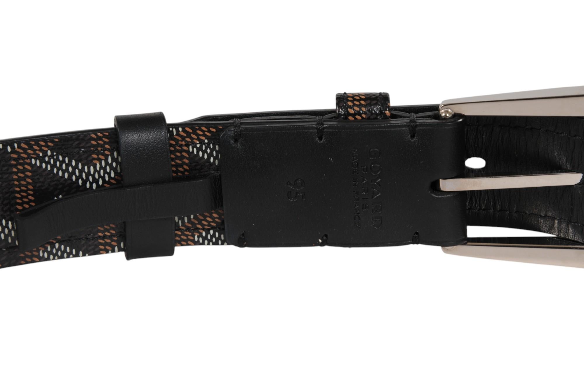 Goyard Herren Fregate Gürtel Größe 95 332 32 33 Schwarz Goyardine Canvas Leder 5-Loch im Angebot 3