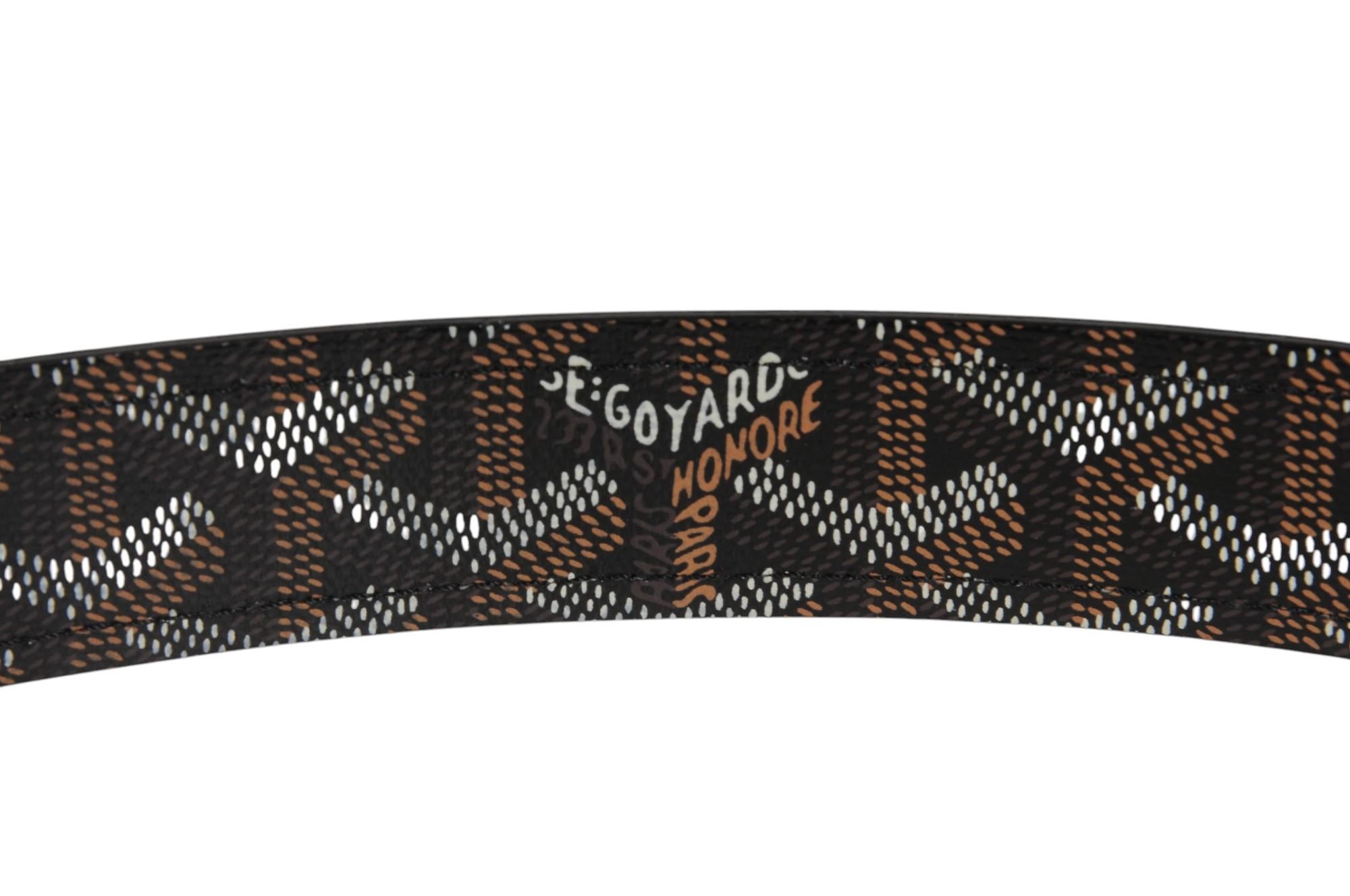 Goyard Herren Fregate Gürtel Größe 95 332 32 33 Schwarz Goyardine Canvas Leder 5-Loch im Angebot 4