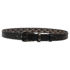 Goyard Mens Fregate Belt Size 95 332 32 33 Black Goyardine Canvas Leather 5 Hole