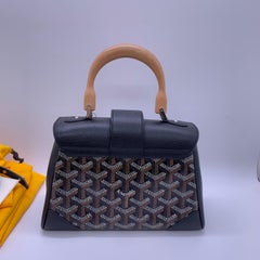 Goyard Mini Saigon Souple Bag Black Goyardine Canvas Beechwood Top Handle