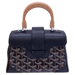 Goyard Mini Saigon Souple Bag Black Goyardine Canvas Beechwood Top Handle