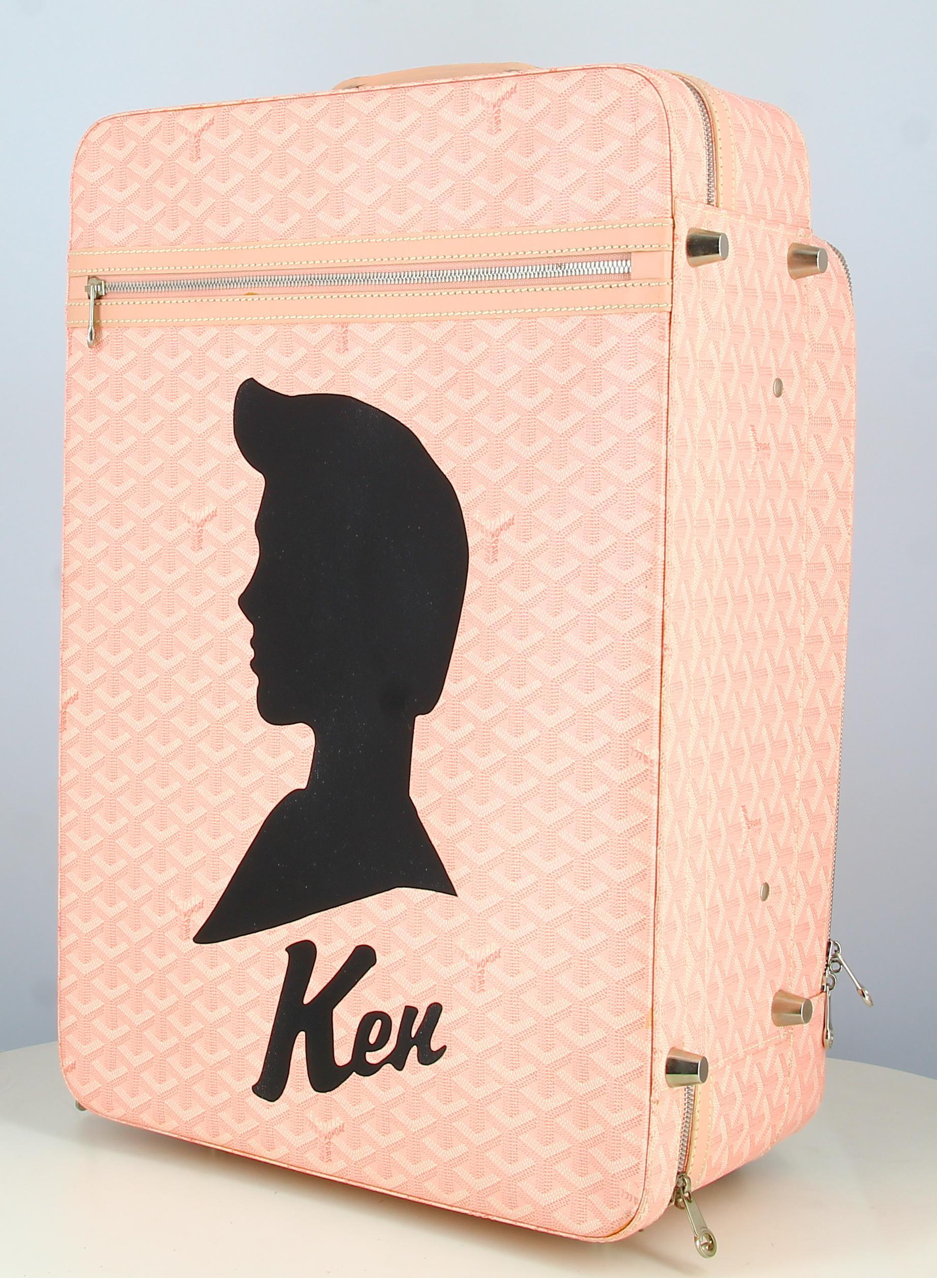 Goyard Monogram Pink Suitcase with Ken profile For Sale 2
