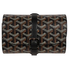 Goyard Montre De Voyage Double Two Travel Watch Roll Box Case Black Leather