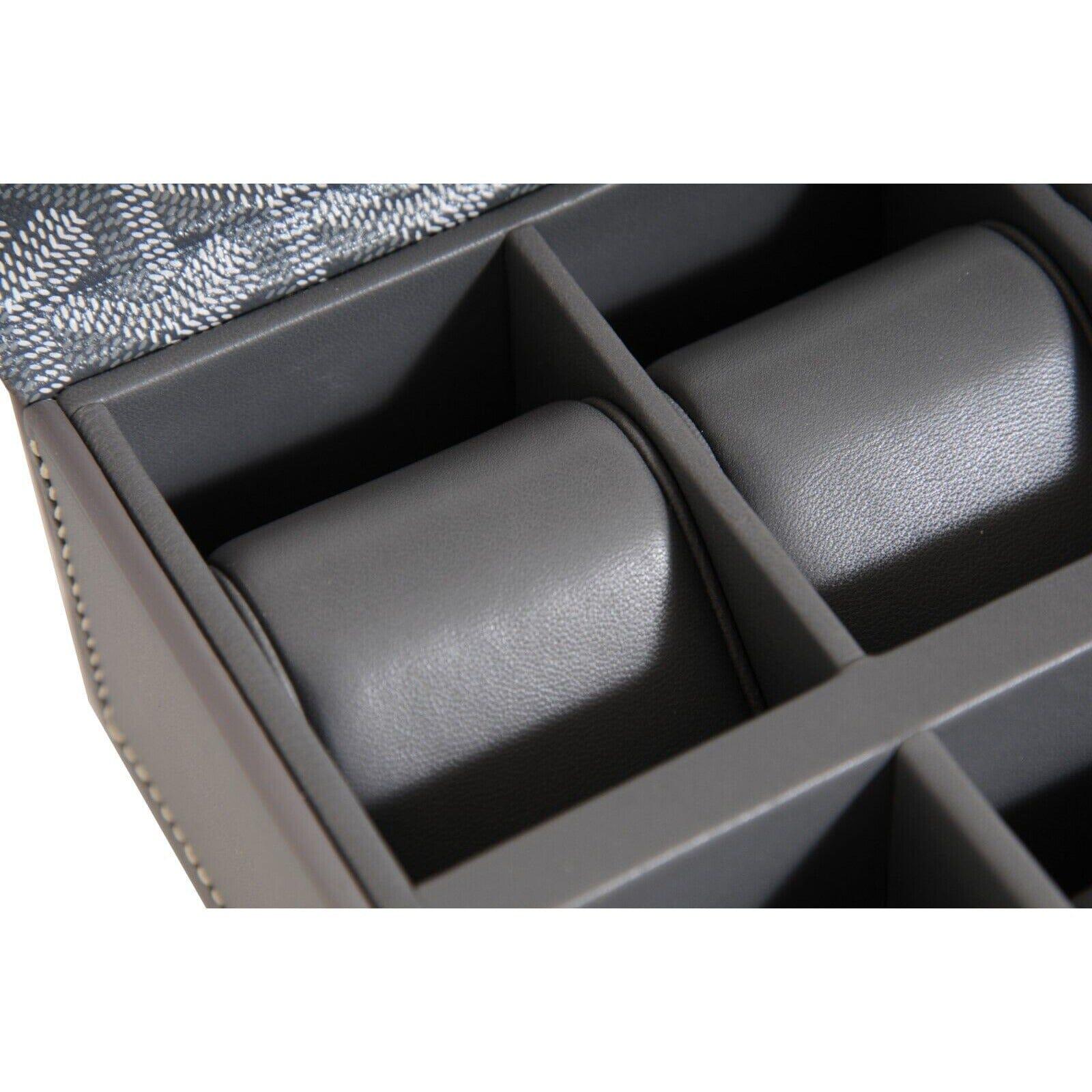 Goyard Montre De Voyage Eight Watch Box Gray Travel Trunk Case Buckle Strap Roll en vente 7