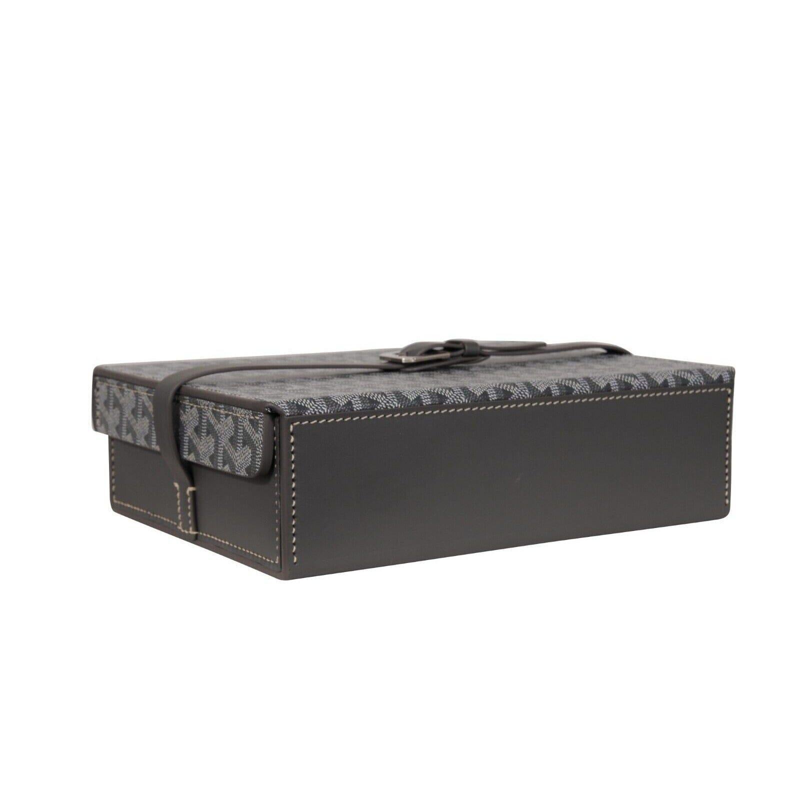 Goyard Montre De Voyage Eight Watch Box Gray Travel Trunk Case Buckle Strap Roll en vente 10