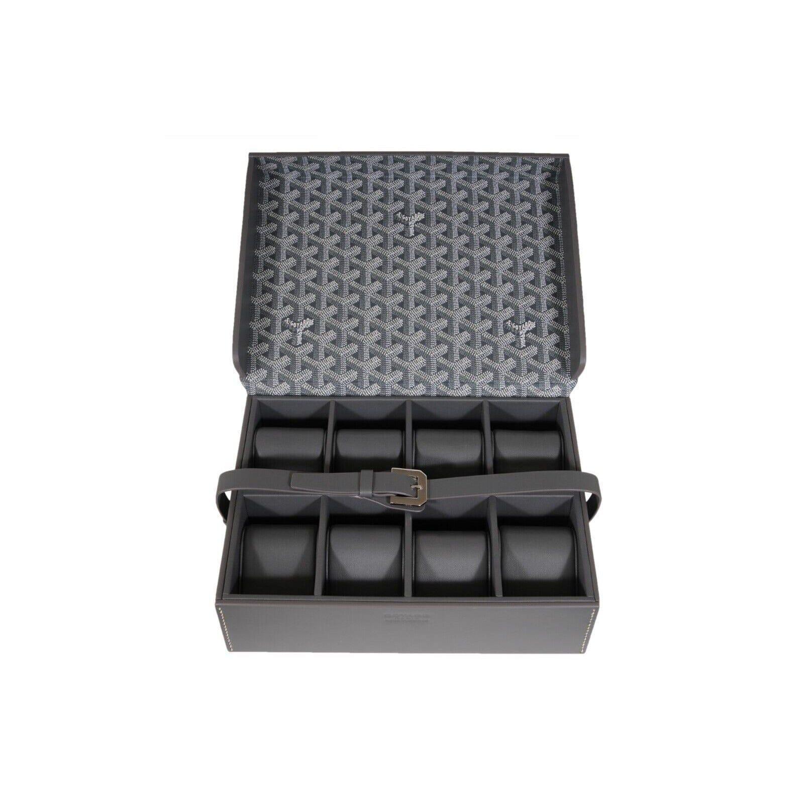Goyard Montre De Voyage Eight Watch Box Gray Travel Trunk Case Buckle Strap Roll en vente 1