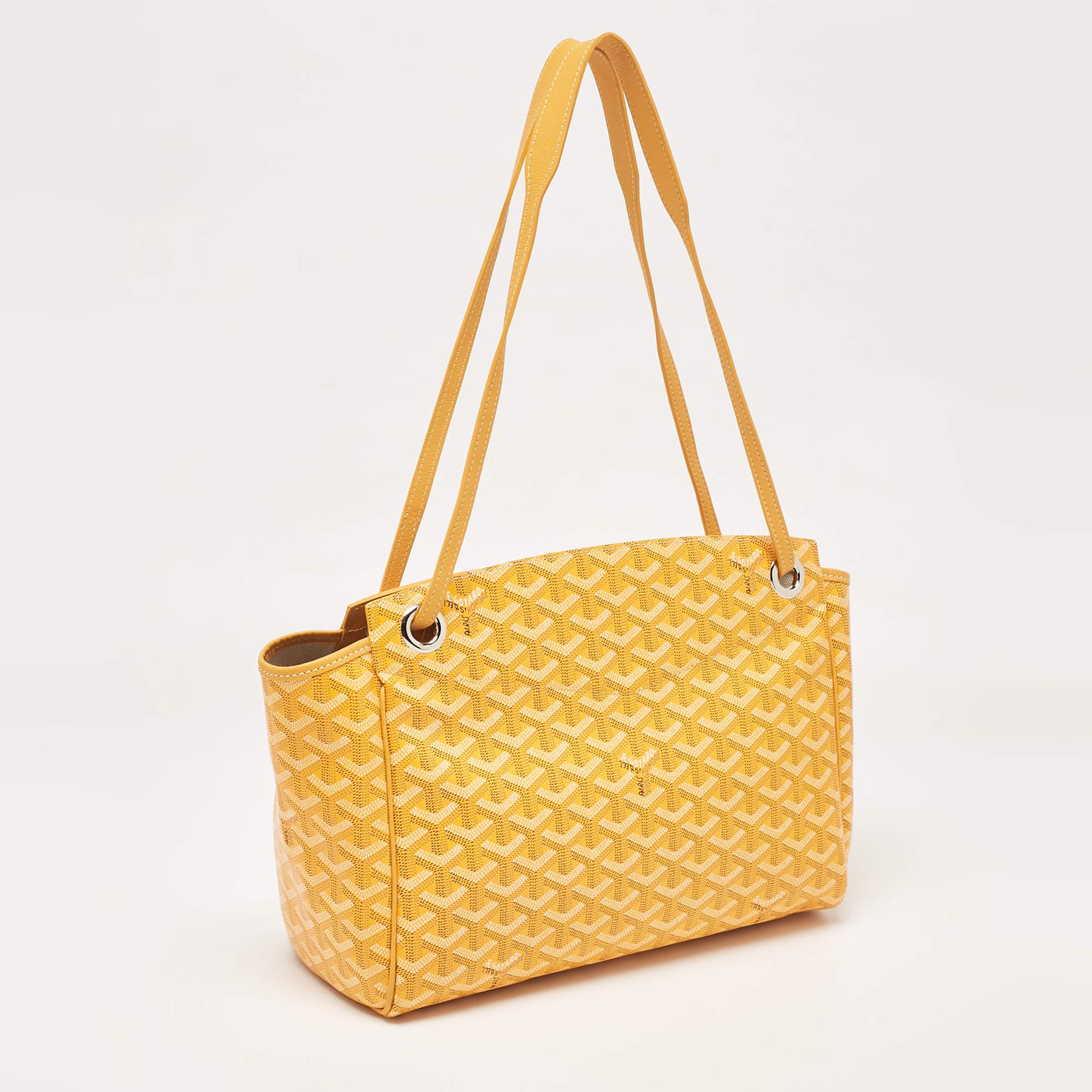 Orange Goyard Mustard Goyardine Coated Canvas and Leather Rouette PM Bag