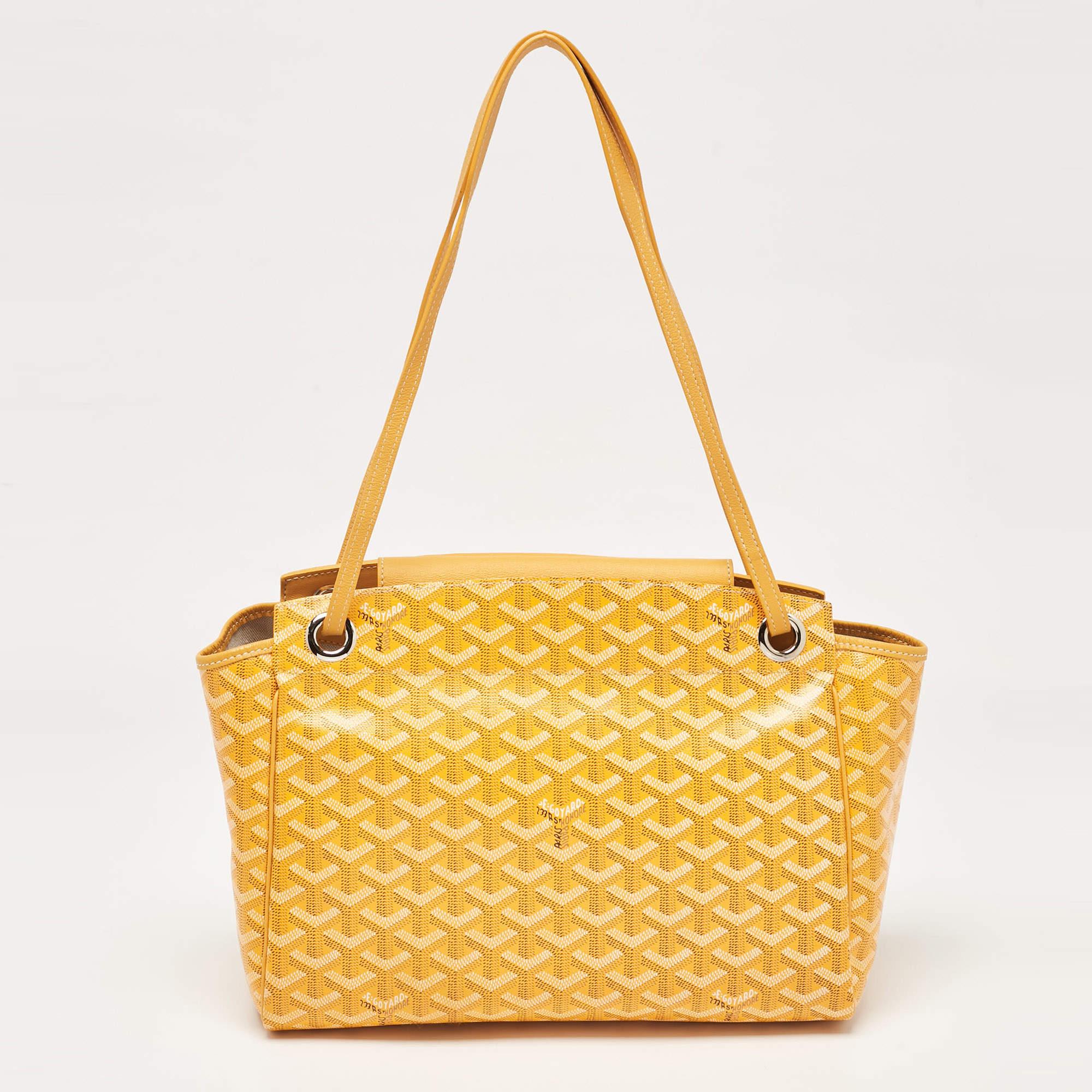 Goyard Mustard Goyardine Coated Canvas and Leather Rouette PM Bag In Excellent Condition In Dubai, Al Qouz 2