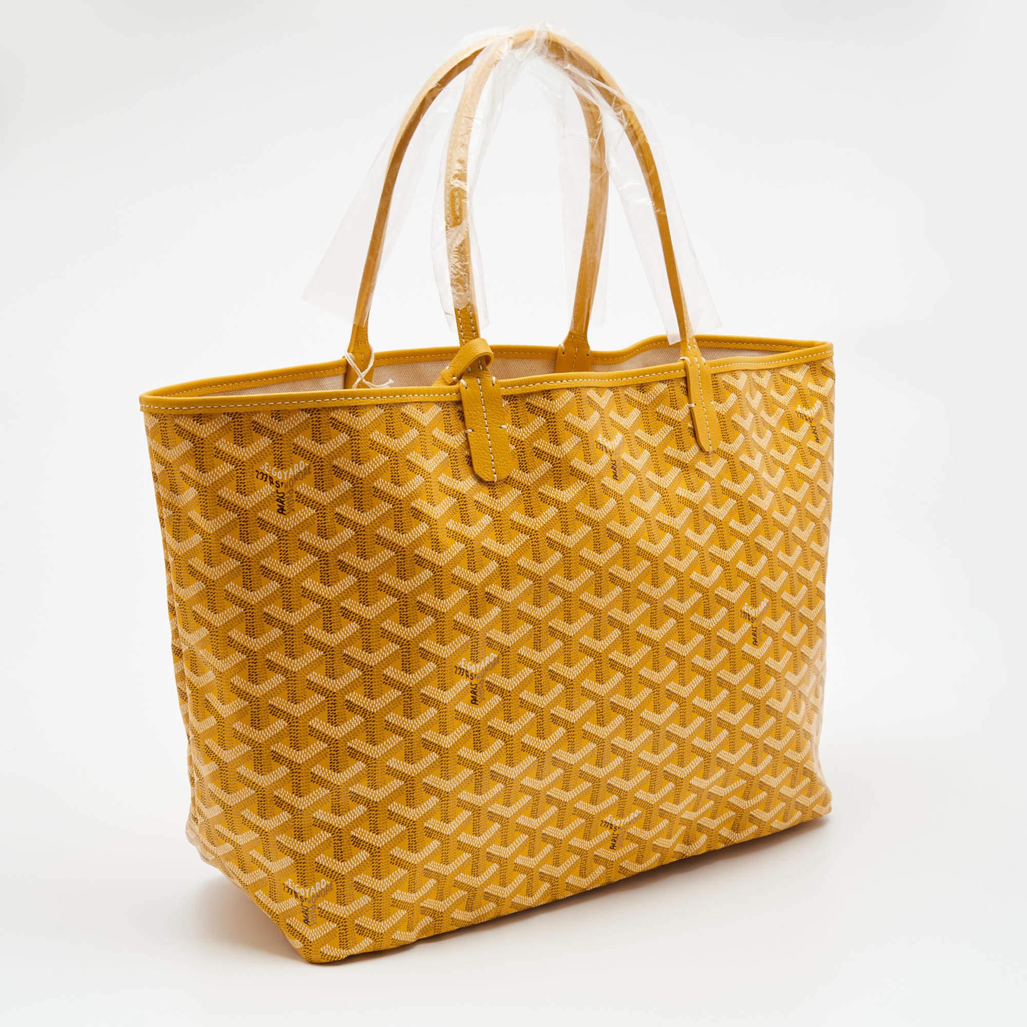 Goyard Mustard Goyardine Coated Canvas and Leather Saint Louis PM Tote In New Condition In Dubai, Al Qouz 2