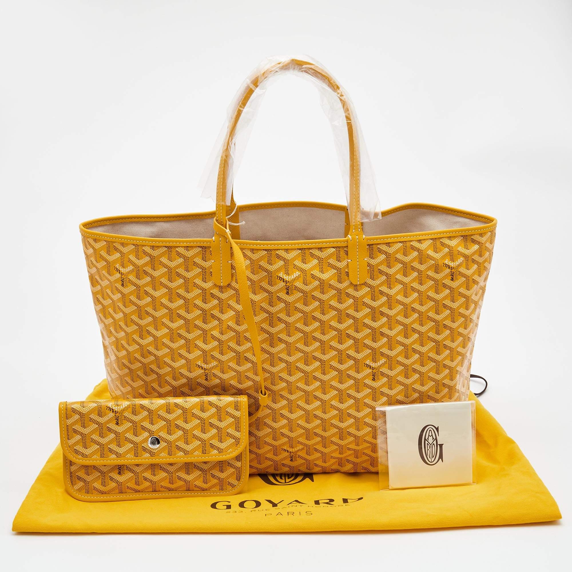 Fourre-tout Goyard en toile et cuir Goyardine moutarde Saint Louis PM 1