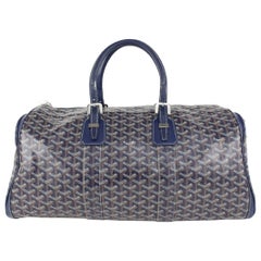 Goyard Navy Blue Chevron Croisiere Boston Duffle Travel Bag 108gy21