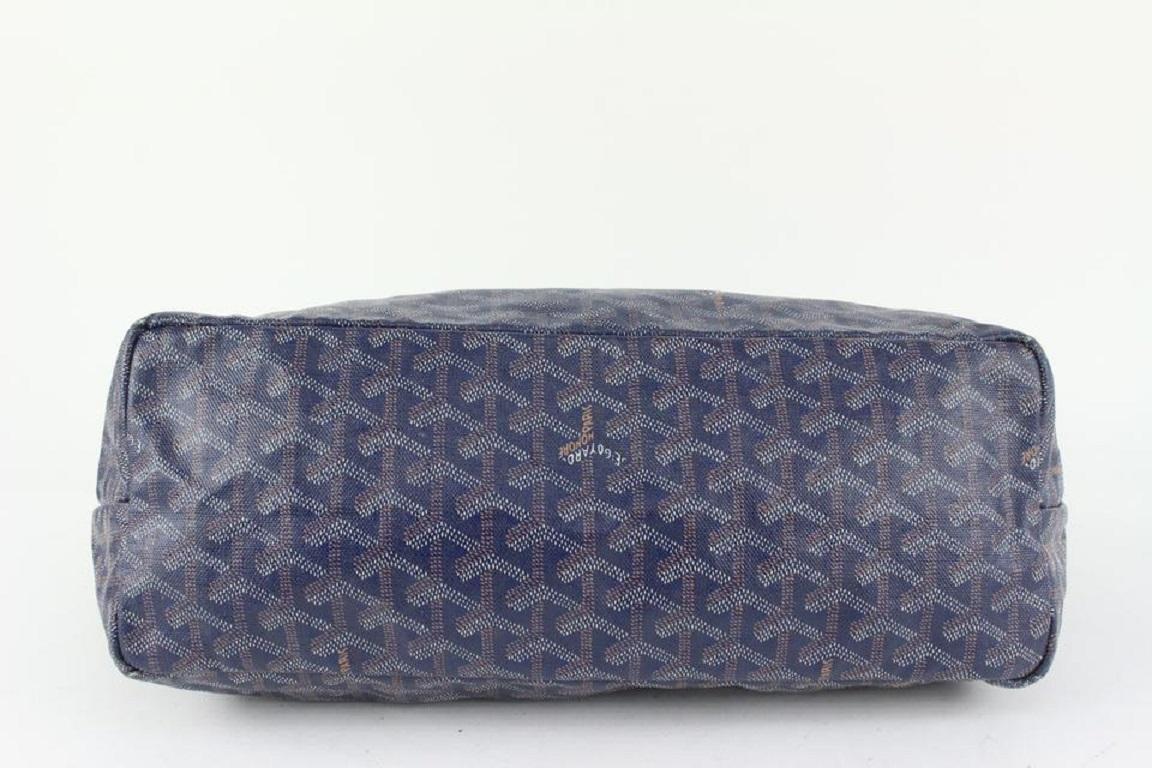 Goyard Navy Blue Chevron Saint Louis PM Tote Bag with Pouch 929gy2 In Good Condition In Dix hills, NY